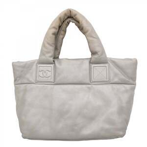 CHANEL Gray Leather Tote Bag